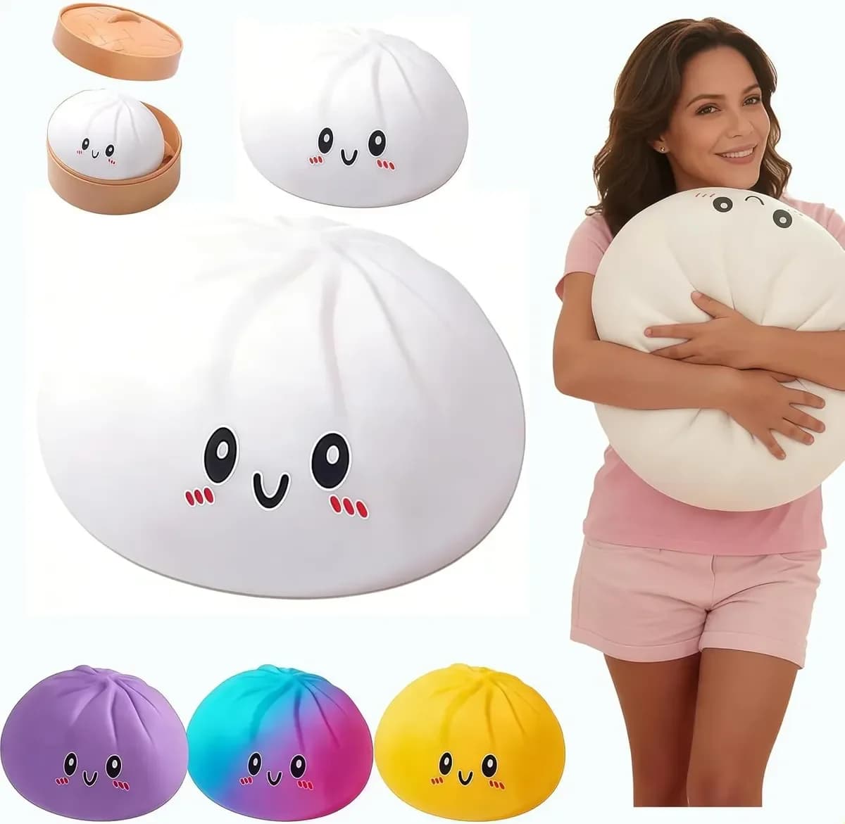 25CM Giant Dumpling, Jumbo Stress Ball, Large Squishy Toy, Maltose Squeeze, Sensory Fidget, Anxiety Relief, Soft Dough