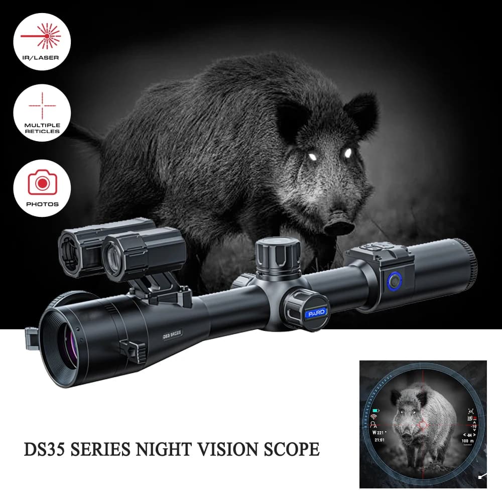 PARD DS35-LRF Night Vision Scope ottica da caccia Long Eye-relief 2K Display System 350m Full dark IR 2560*1440 risoluzione fotocamera