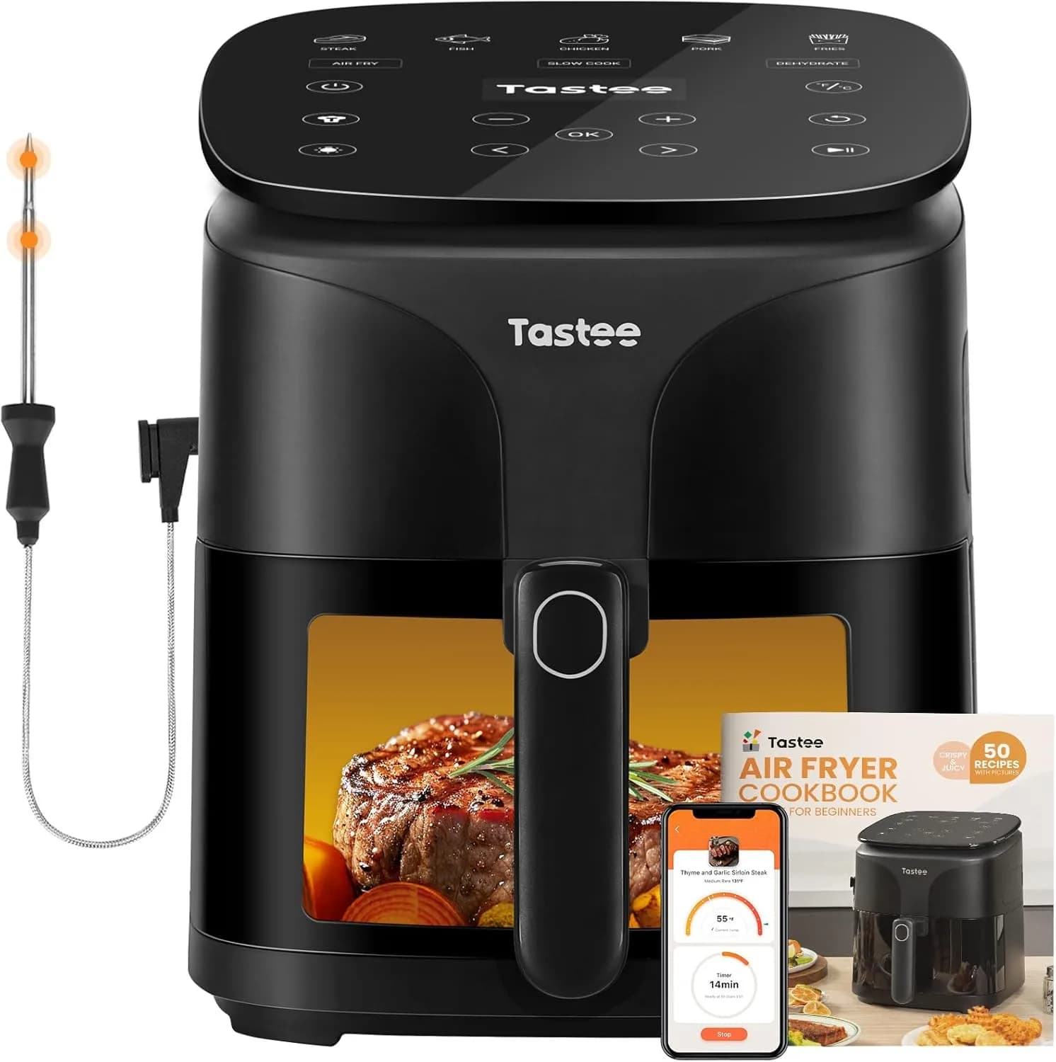 Friggitrice ad aria, friggitrice ad aria compatta 8-in-1 da 5,5QT, 450 ° F Digital Airfryer Dehydrator