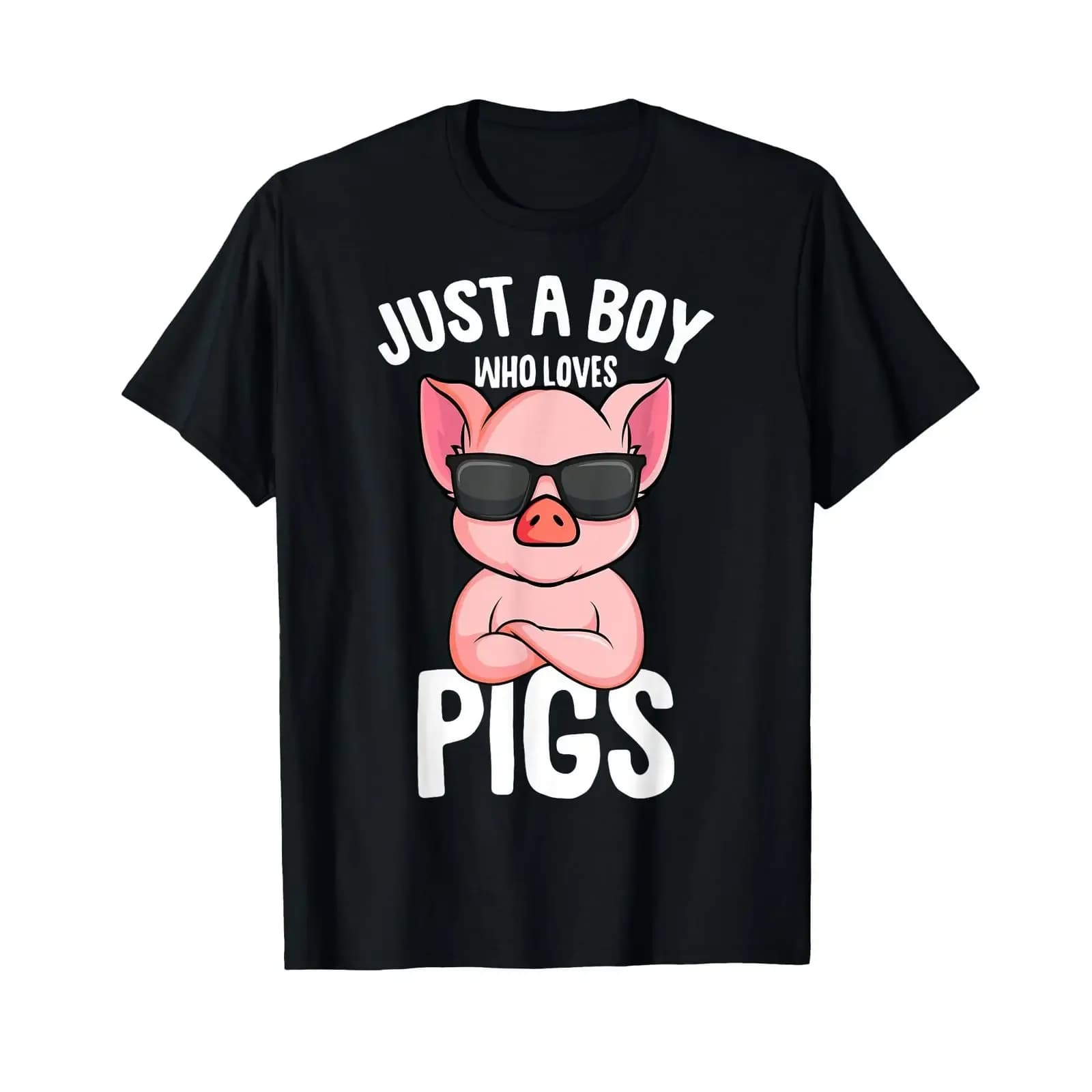 Maglietta per bambini Just A Boy who Loves Pigs, vintage, effetto lavato, unisex, con grafica alla moda, traspirante, abbigliamento di design, elasticizzato