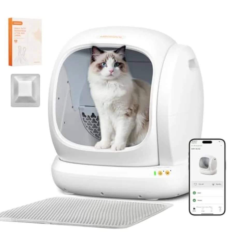 Automatic Cat Litter Box, Large Opening Self Cleaning Litter Box with Safety Protection for Multiple Cats, App Control, Odor-Fr