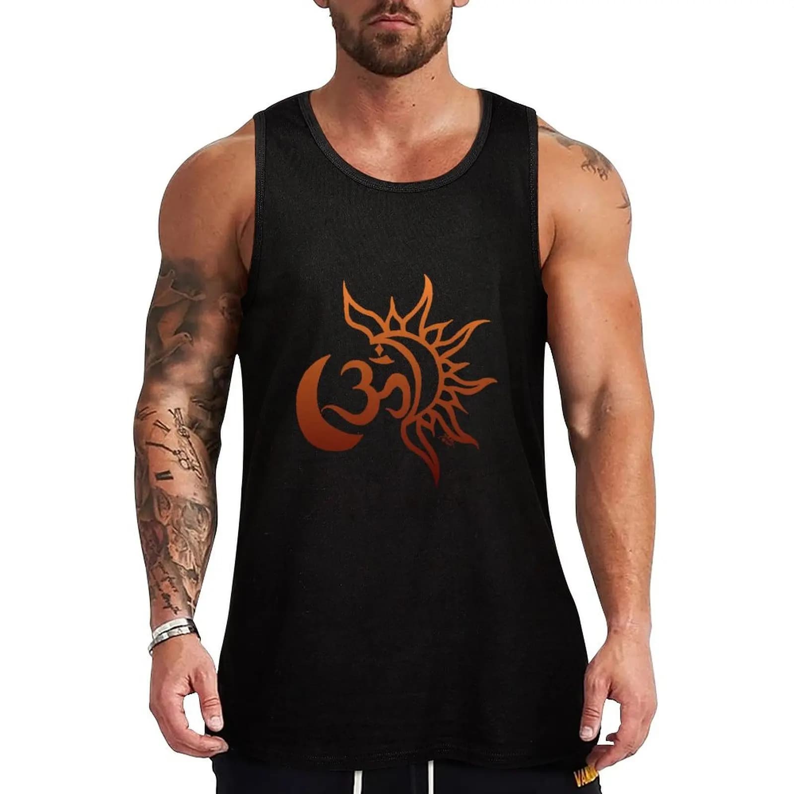 Canotta sportiva Celestial Om on Tan, canotta da allenamento leggera e traspirante