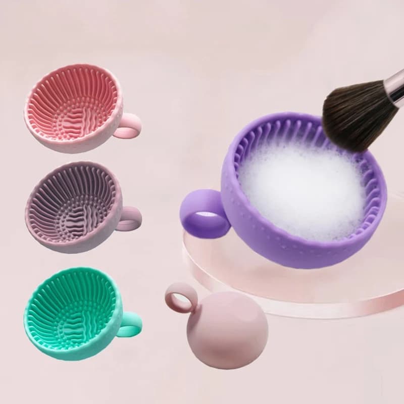 Detergente per pennelli per trucco in silicone Ciotola per pulizia soffio di cipria Pennelli per ombretto Lavaggio Tappetino pulito Strumenti di bellezza Scatola per scrubber in silicone morbido
