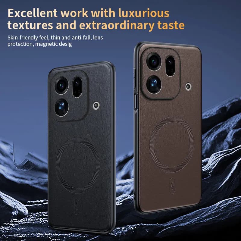 Luxury Business PU Leather Phone Case For OPPO Find X9 Pro X9S Pro for Magsafe Magnetic Skin-friendly Shockproof Protector Cover
