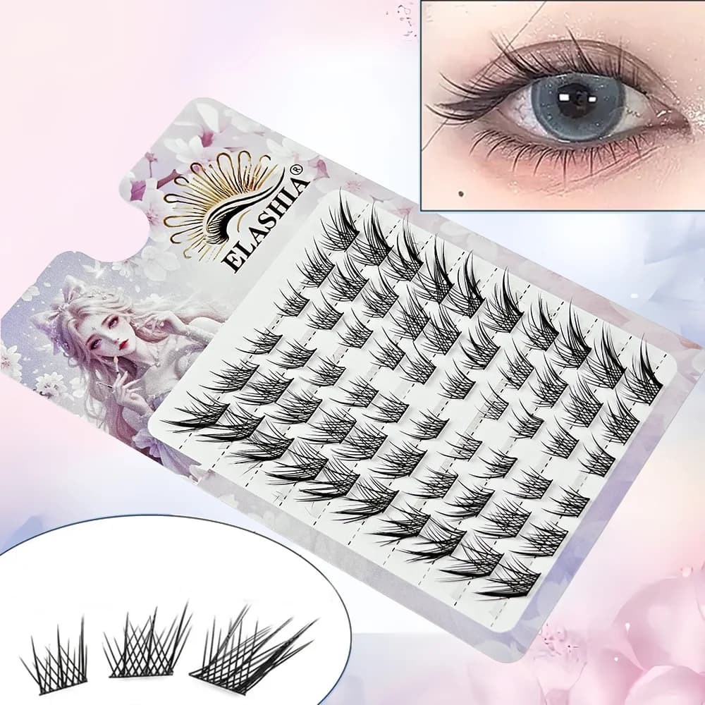 Ciglia finte Su Daji Fox-Eye – Angolo esterno effetto ali, stile cinese antico, ciglia a grappolo individuali e segmentate, effetto naturale e realistico