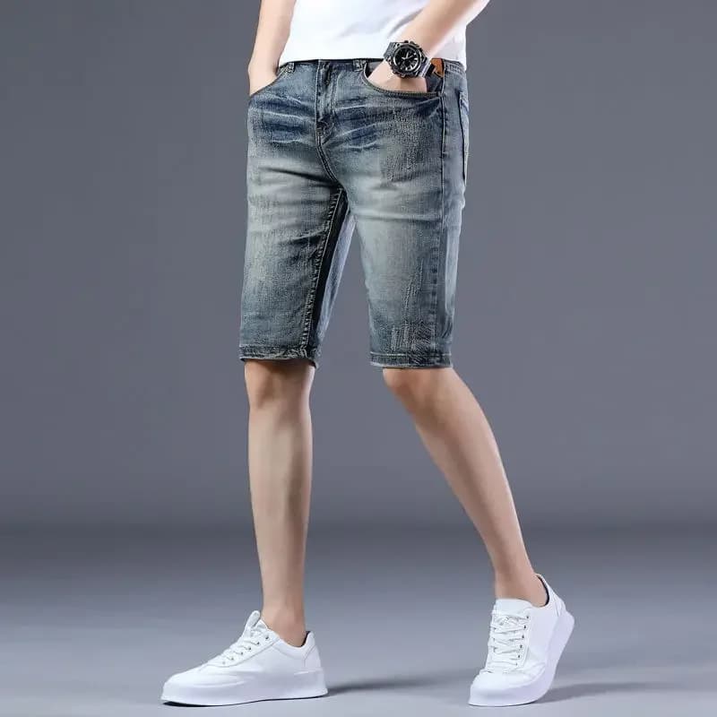 Men's jeans shorts Bermuda skinny slim with pockets Long half short jeans pants for men Summer popular retro Jorts Y2k Fashion Xl