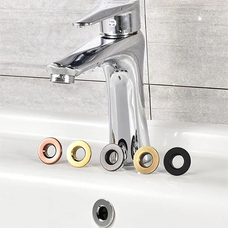 Rubinetto per lavabo da bagno, coperchio per troppopieno per lavandino, inserto ad anello in ottone da sei piedi, tappo di ricambio per foro, rivestimento cromato, accessori per il bagno