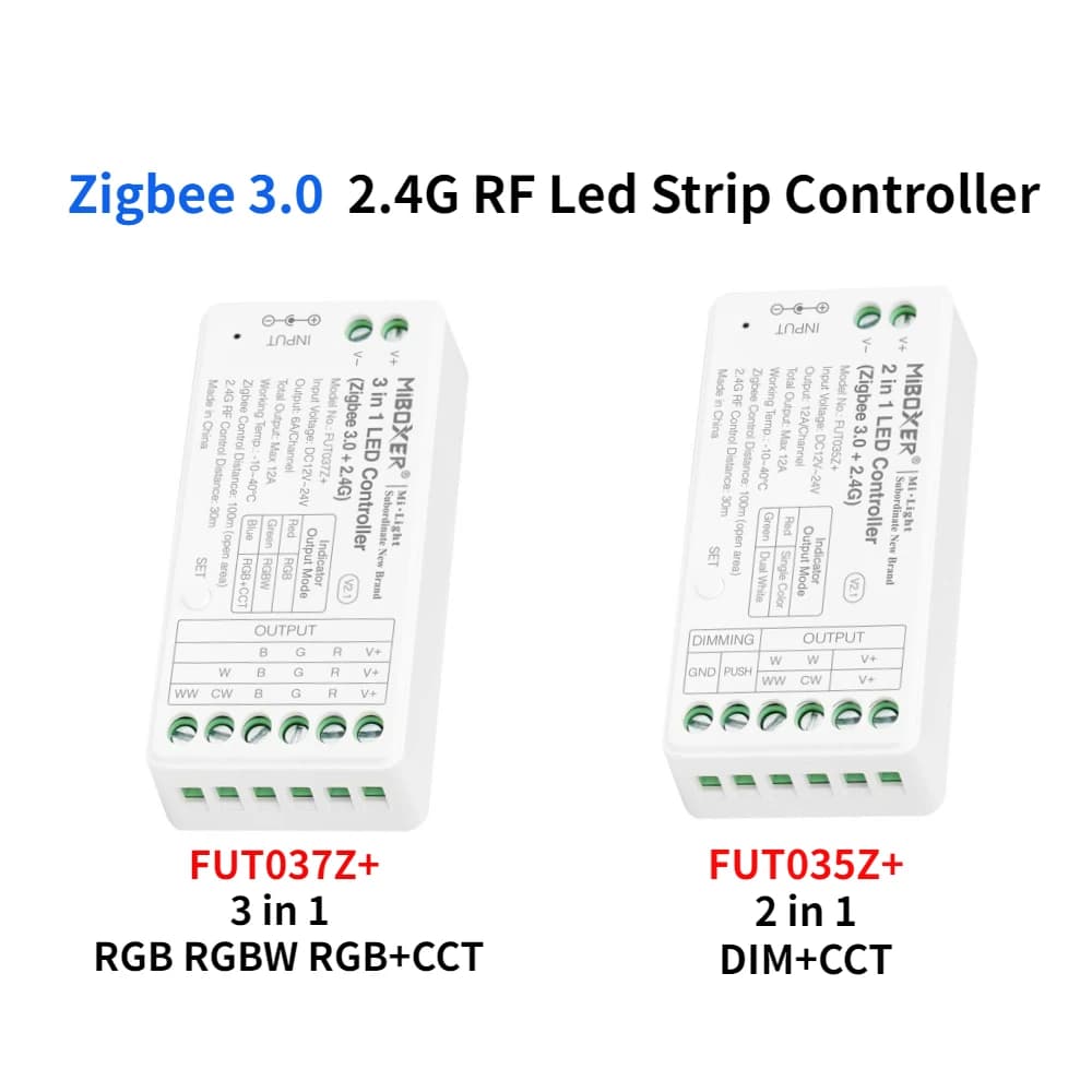 Controller per strisce LED DC12-24V 2.4G RF FUT035Z + 2in1/FUT037Z + 3in1 + Zigbee 3.0 per lampada LED RGB RGBW RGB + CCT a doppio colore singolo