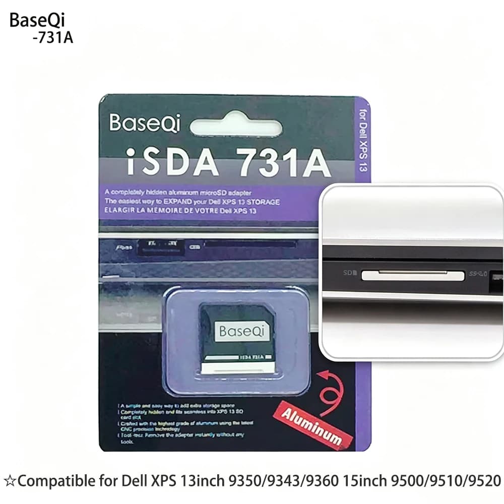 BaseQi For Dell XPS 15inch 9500/9510/9520 BaseQi Aluminum Micro SD Card Adapter Card Reader Expand Memory Model731A