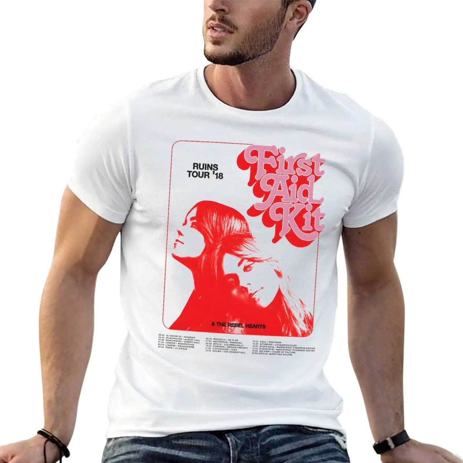 First aid kit band retro T-Shirt Casual Loose Fit Short Sleeve T-Shirt