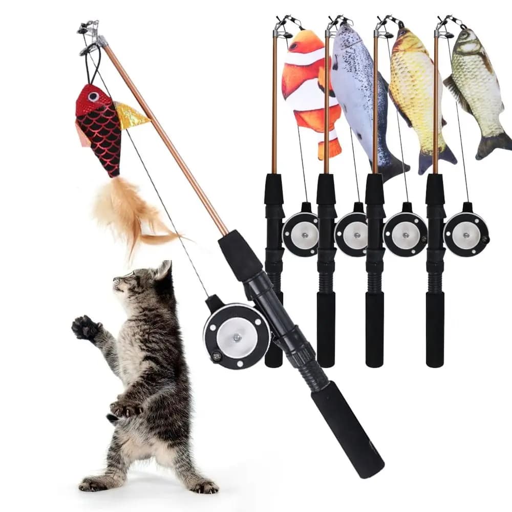 New Retractable Cat Teaser Bacchetta Toy Ultra-Lungo Plush Pumps Catnip Toys Catnip Ricariche Cat Canna Fishing Toy for Cats