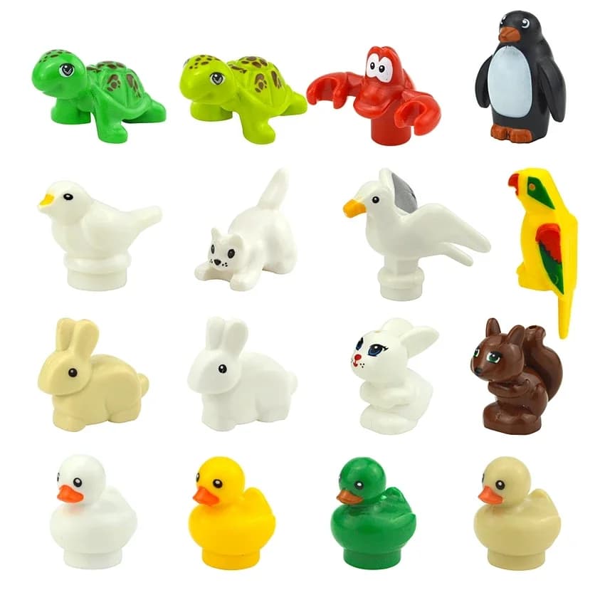 Modello fai da te simpatico piccolo animale MOC mattoni blocchi di costruzione animale domestico zoo cane anatra tartaruga pinguino gatto maiale uccello coniglio giocattoli creativi