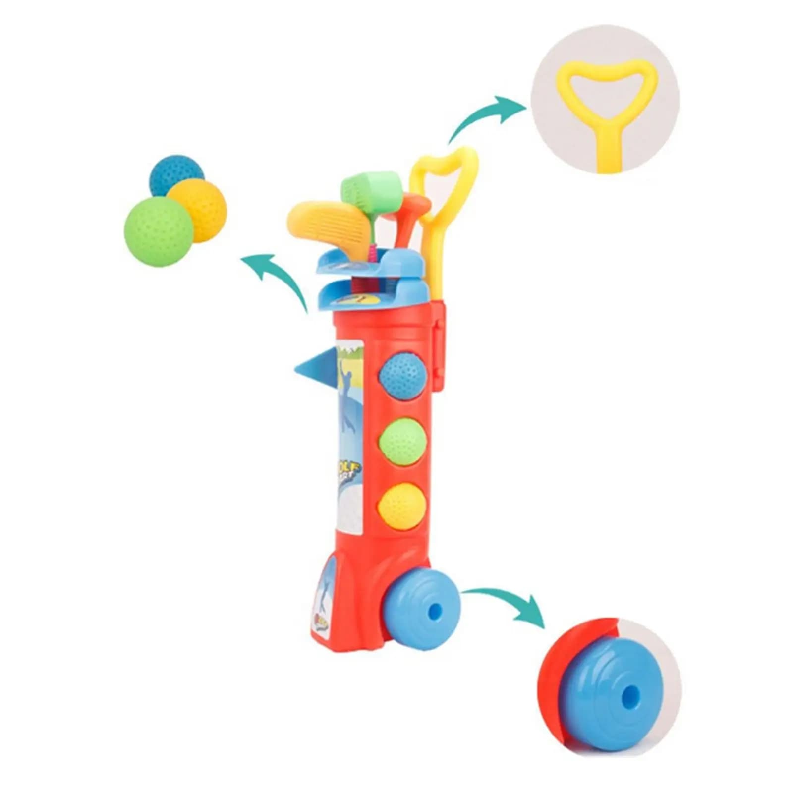 Golfer Set Plastic Golfs Clubs Balls Caddy Garden Educational Game