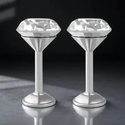 2 Pezzi Fermatende in Lega di Zinco Argentata con Grandi Diamanti Finti Lucidi e Delicati, Perfetti per Tende, Porte e Nappe da Parete