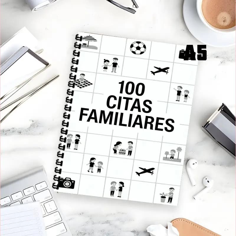 A5 Spanish 100 Day Love Challenge Spiral Notebook, 100 Citas Con mi Hija Family Date Activity Journal Bonding Moments Planner