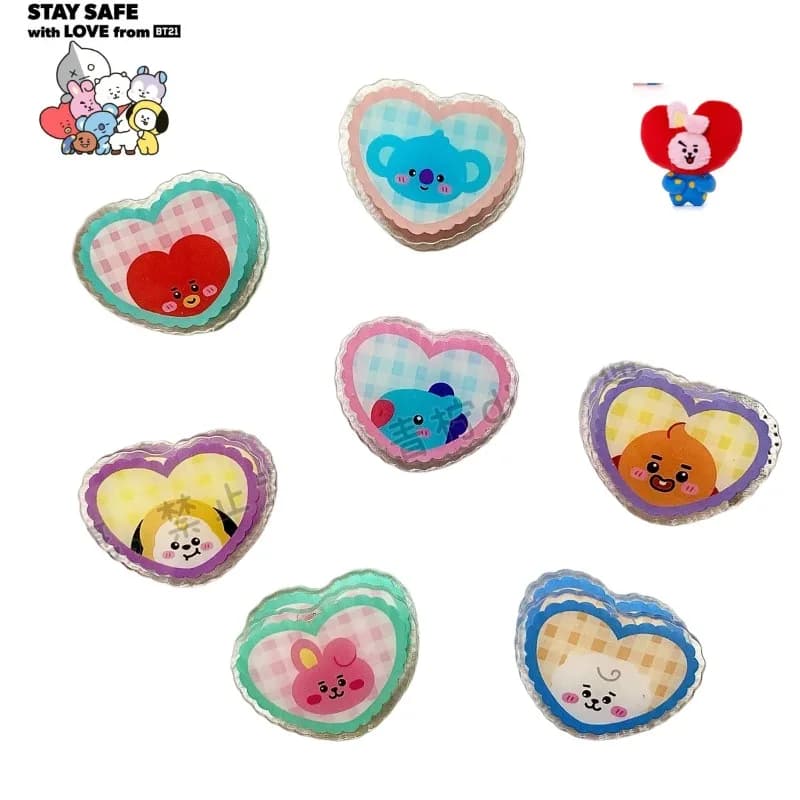 Nuovo Portadocumenti Acrilico Bifacciale BT21 Koya RJ Mang Chimmy Tata Cooky Shooky, Accessori per Cancelleria Studenti
