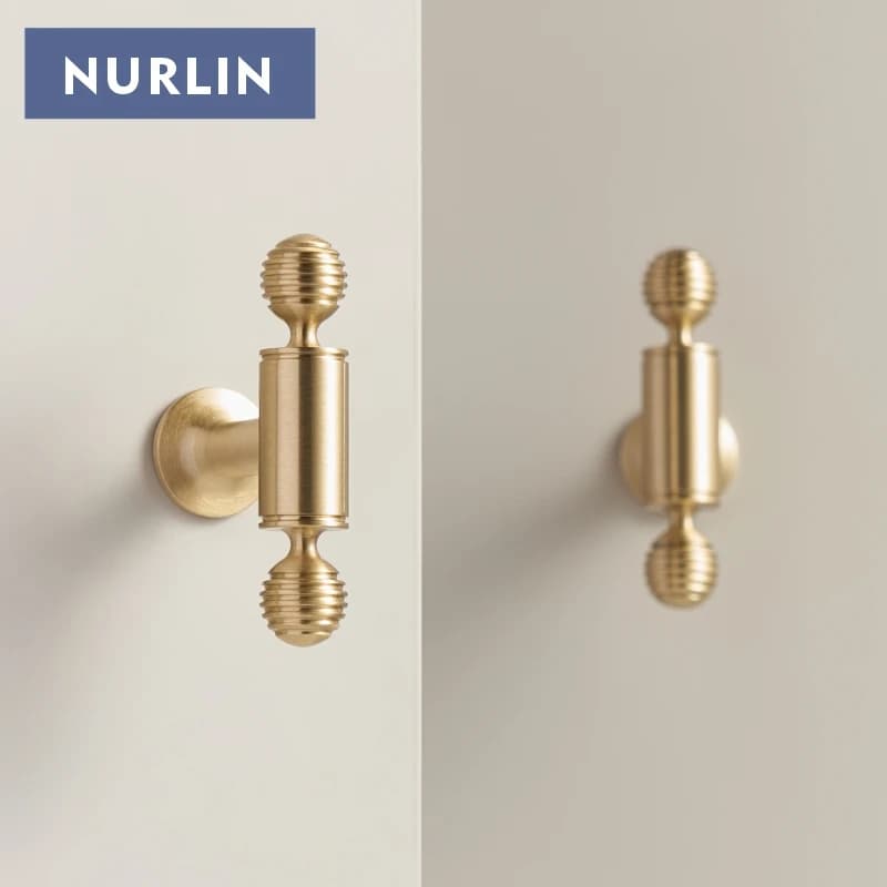 Nurlin francese di lusso in ottone massiccio per mobili, cassetti, maniglie per porte, pomelli rotondi, barra a T, per guardaroba