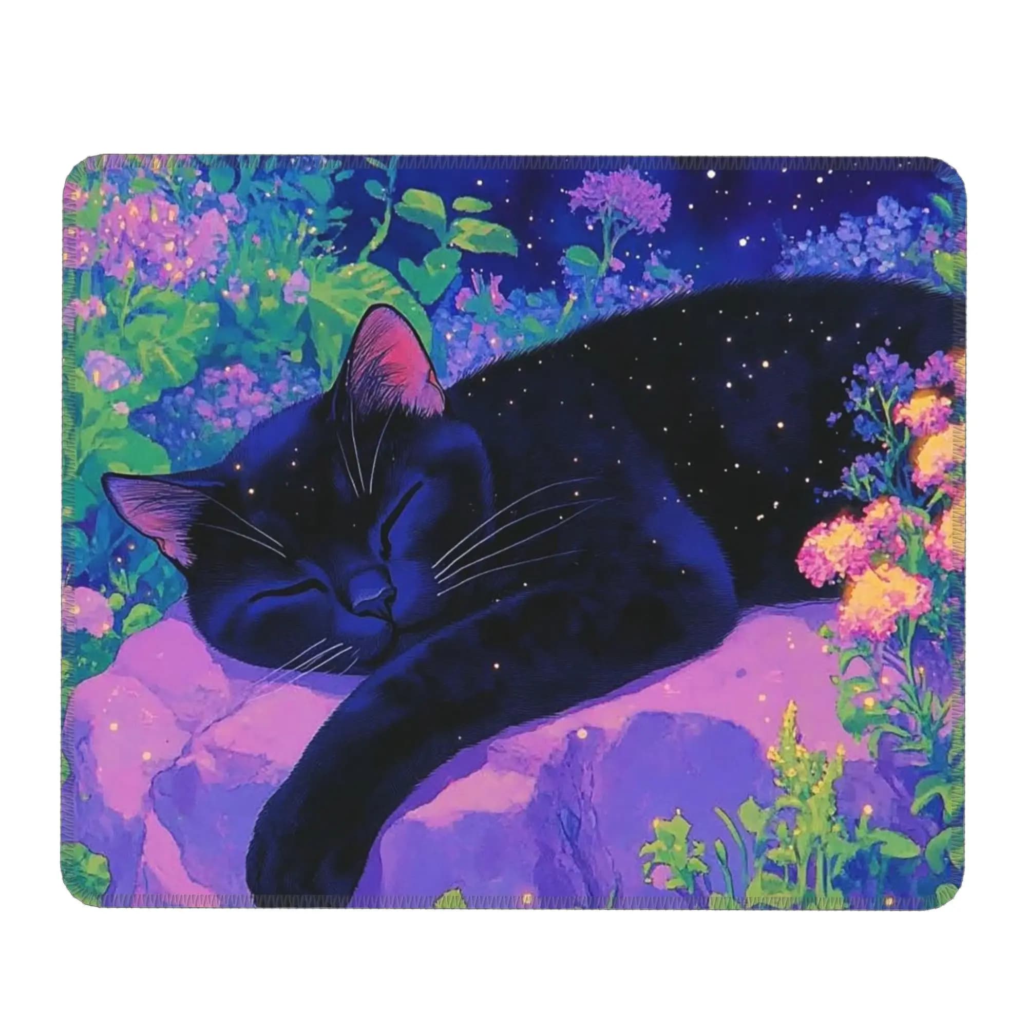 Colour Charming Black Cat And Floral (17) Mouse Pad Computer Keyboard Mouse Mat Gaming PC Laptop Desk Mat Office Table Mats