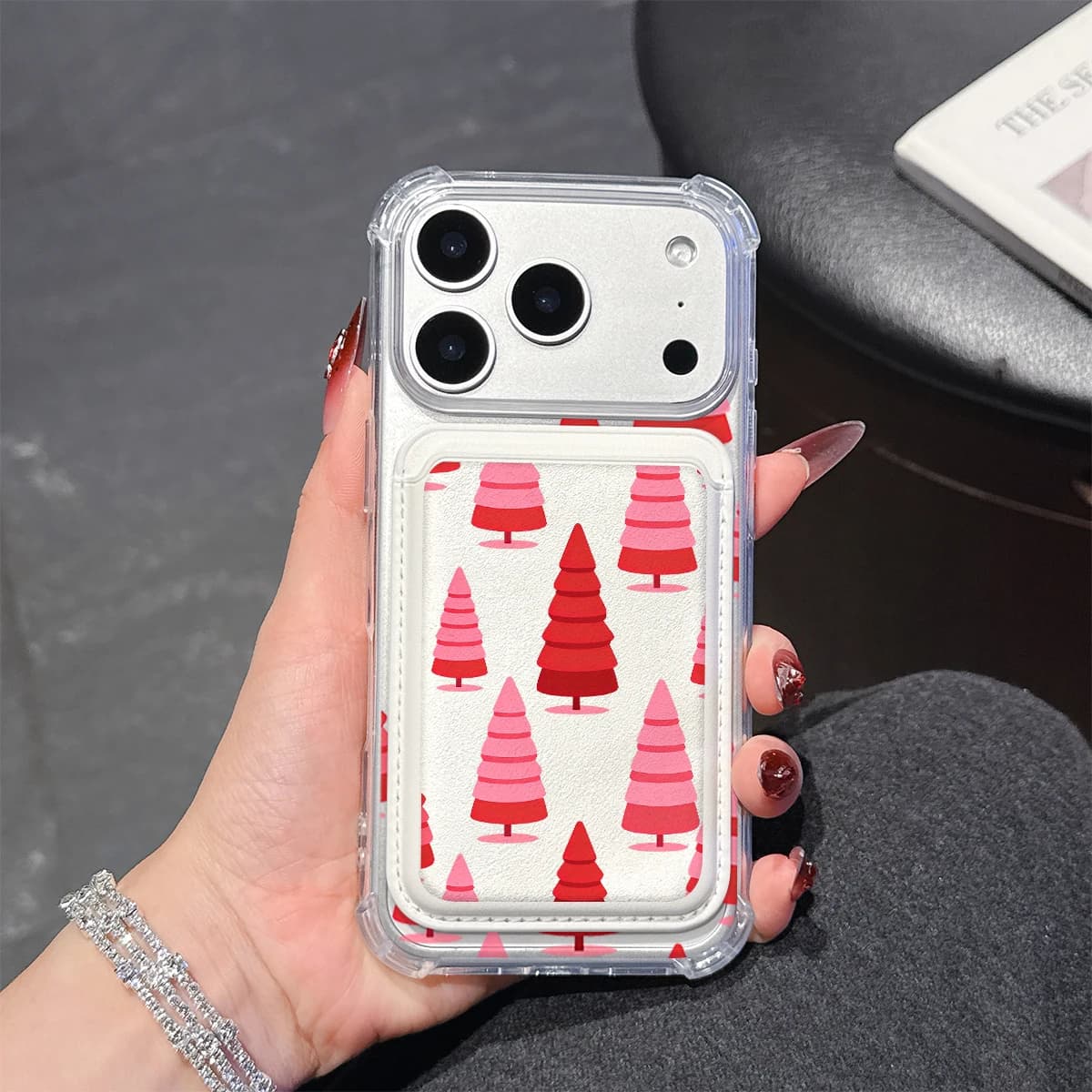 Christmas Trees Phone Case For iPhone 17 16 15 14 13 Pro Max Plus Wallet Pocket Transparent Soft TPU for Magnetic Phone Case