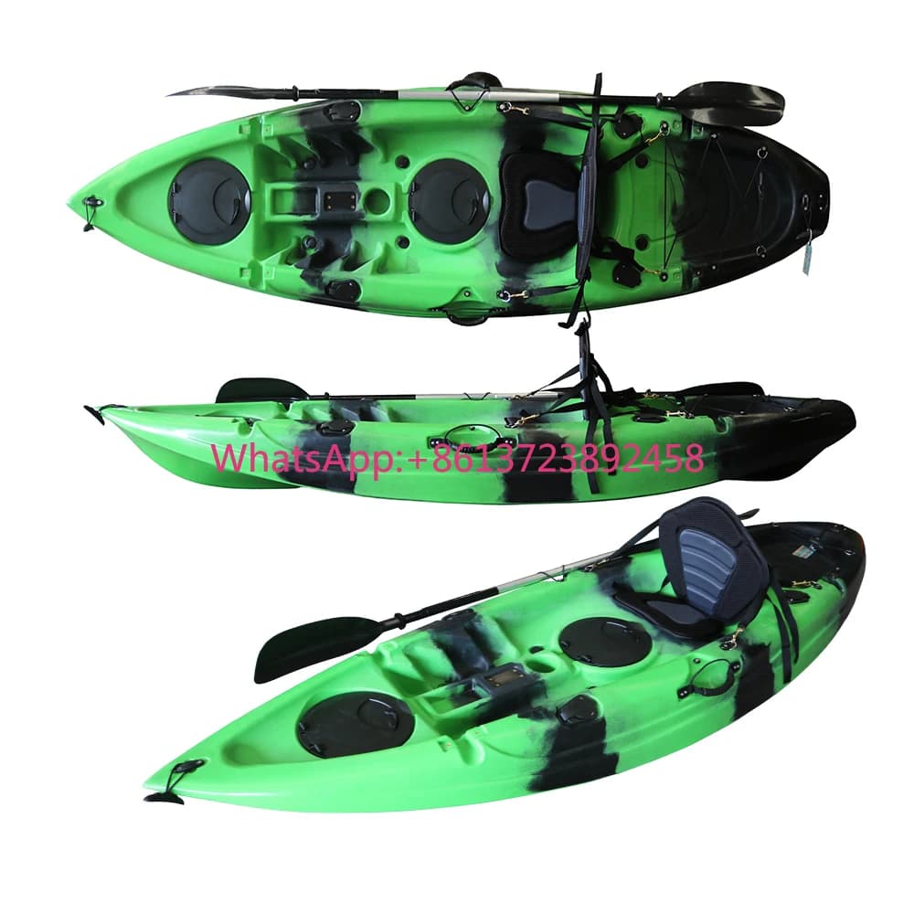 Kayak da 9FT in HDPE per 1 persona, modello piccolo, sit-on-top, per esterni, con porta pagaia, per fiumi, sport acquatici, pesca e turismo, resistente e leggero