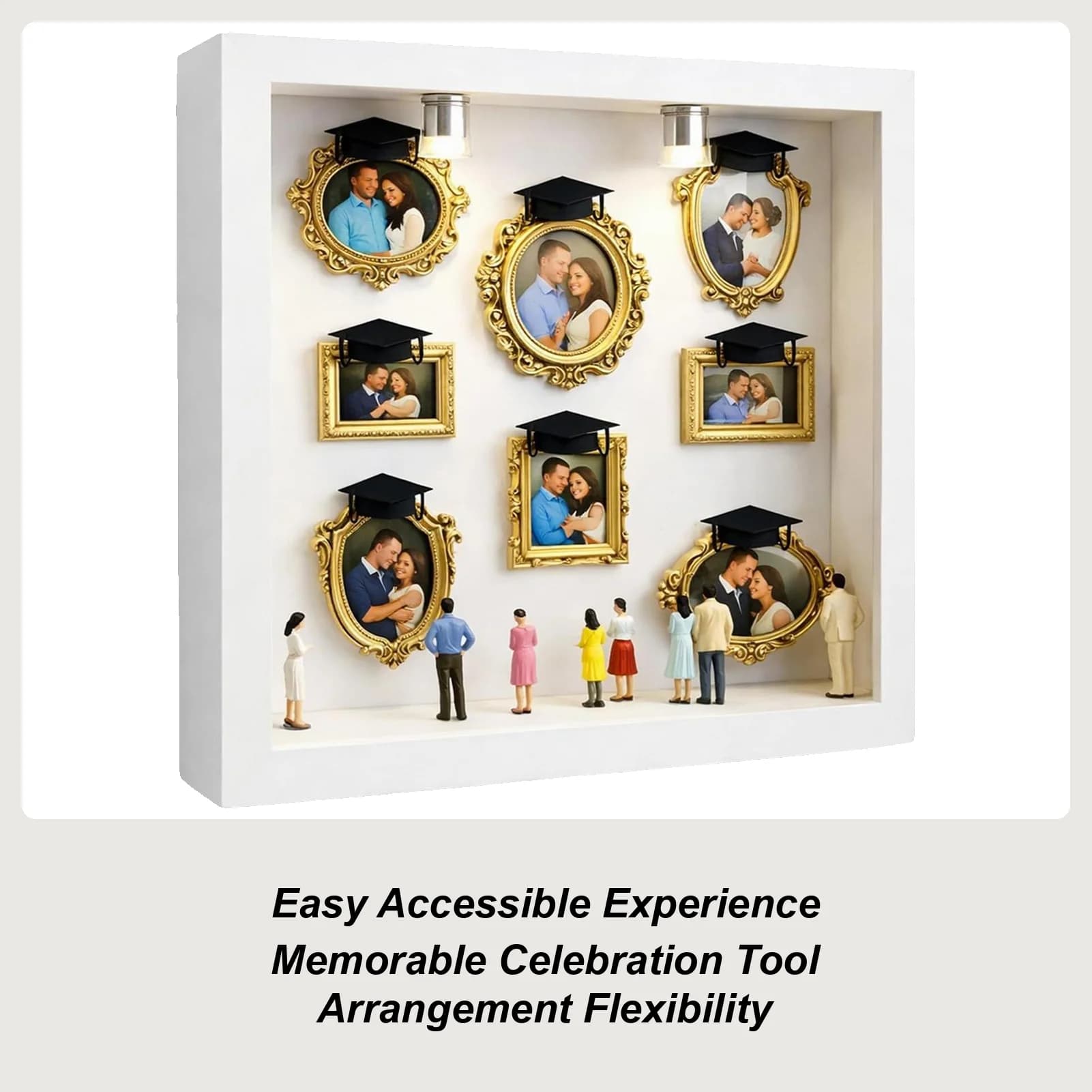 Set of Golden Frames Fai-da-Te for Exhibition of Memories, Ideal for Degree, Birthday, Wedding, Valentine's Day