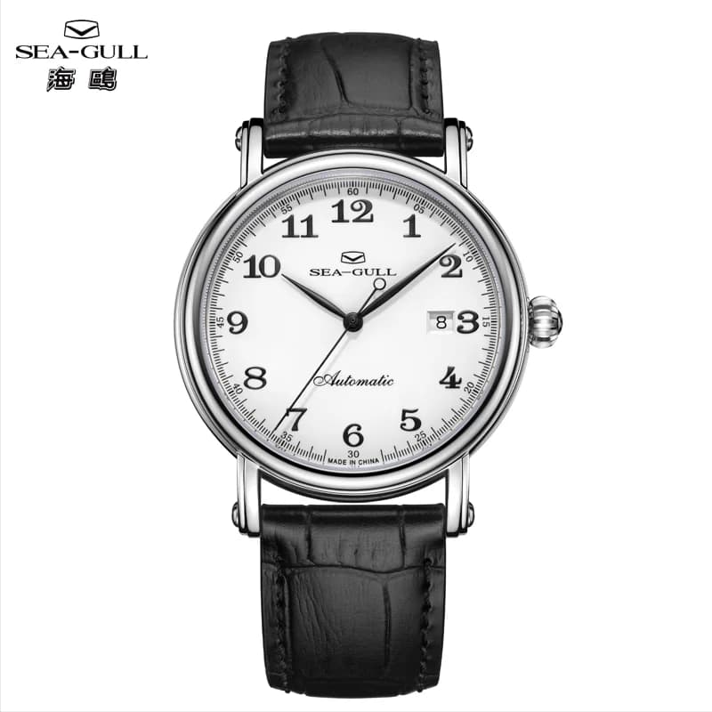 Orologio Meccanico Automatico da Uomo Seagull, Elegante Orologio da Polso 40mm con Cinturino in Pelle, Quadrante con Calendario, Nuovo Modello 1054