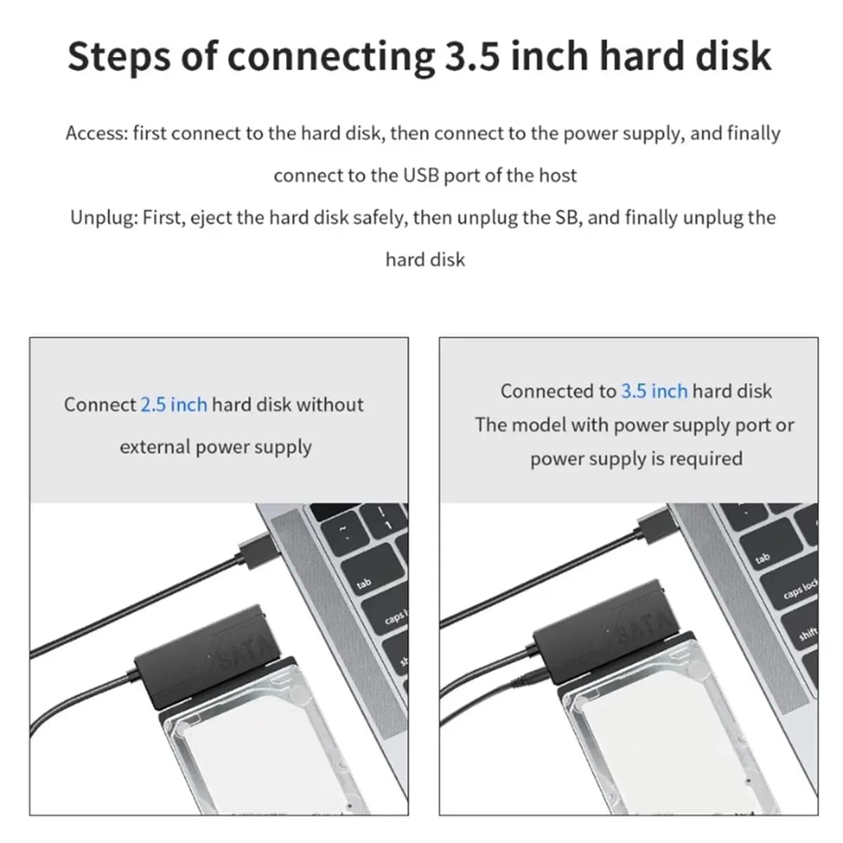 SWXF SATA to USB 3.0 Adapter Cable with Power Adapter External Hard Drive Cable for 3.5"/2.5" SSD/HDD SATA III Cable EU Plug