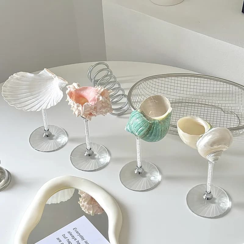 Natural Conch Shell Goblet Cup Whiskey Red Wine Glass Wedding Photography Props for Home Bar Decor Drinking Stemware Gift