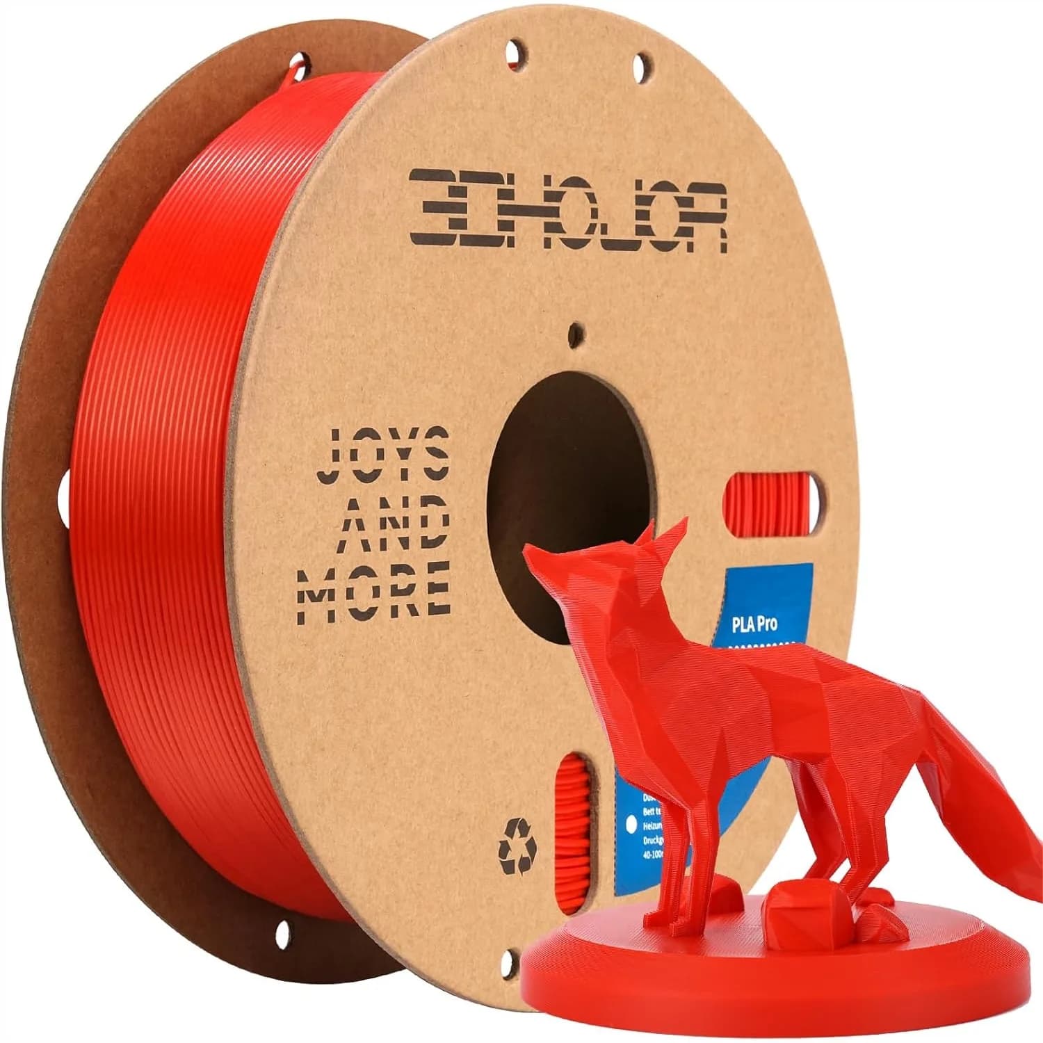 Filamento PLA Pro 1.75mm, Filamento per Stampante 3D ad Alta Resistenza con Bobina in Cartone, Precisione +/- 0.03mm, Rosso, 1kg