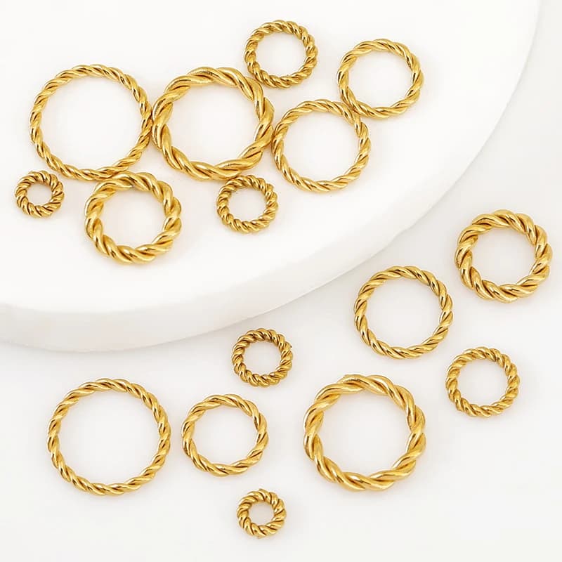 50 Pezzi Anelli di Giunzione Chiusi in Acciaio Inox 4/5/6/7/8/10 mm, Connettori a Corda Intrecciata Spessa per Creazione di Gioielli Fai-da-Te, Collane e Bracciali
