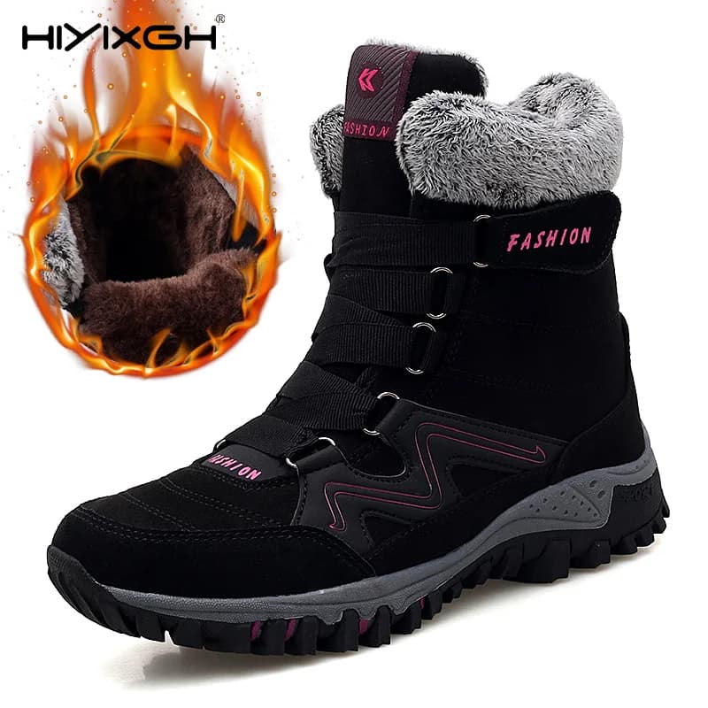 New Winter Women Snow Boots Fur Plush Keep Warm Ankle Boots Waterproof High Top Shoes Outdoor Non-Slip Hiking Boots Work Shoes