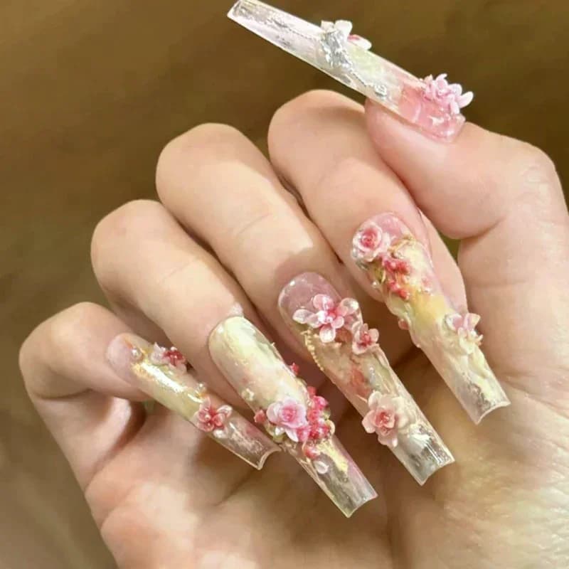 Flowers Rose Fashion High Quality Nail Silicone Relief Shape Nail Art Mold 3d Nail Decoration Nail Salon Accessories Manicure