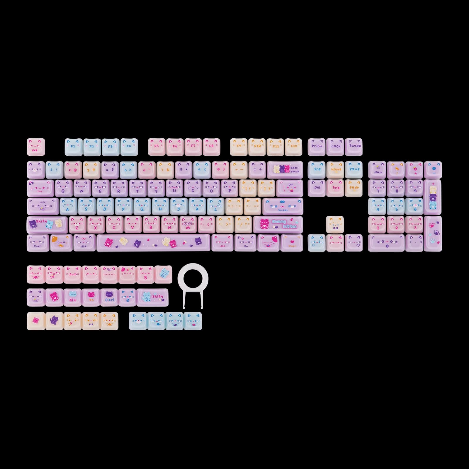 Set di Keycap KiiBOOM Meow Pudding V2, Profilo MAO, 128 Tasti, Traslucidi con Tecnologia UV, Compatibili con PC e MX per Tastiere Meccaniche