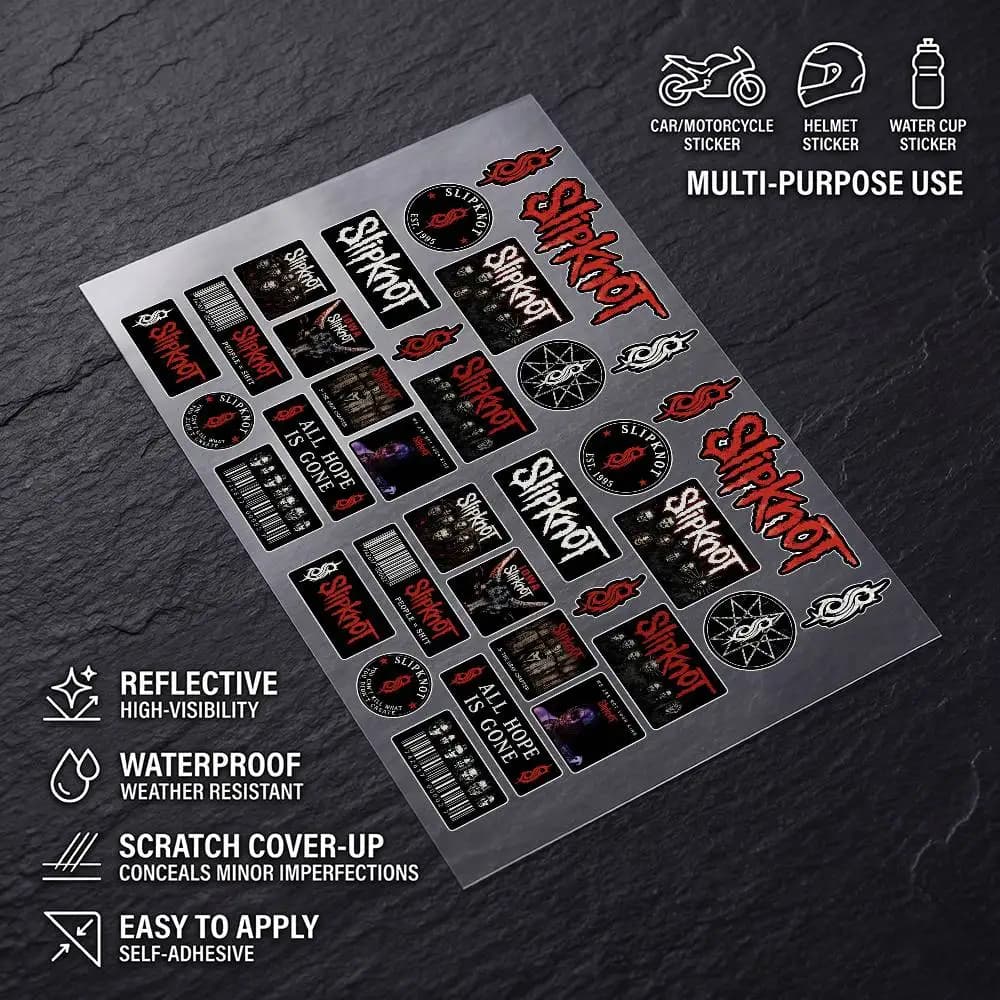 Slipknot Waterproof Vinyl Long Lasting Waterproof Reflective Sticker Scratch Conceal Fit Motorcycle Car Helmet Fridge Decals