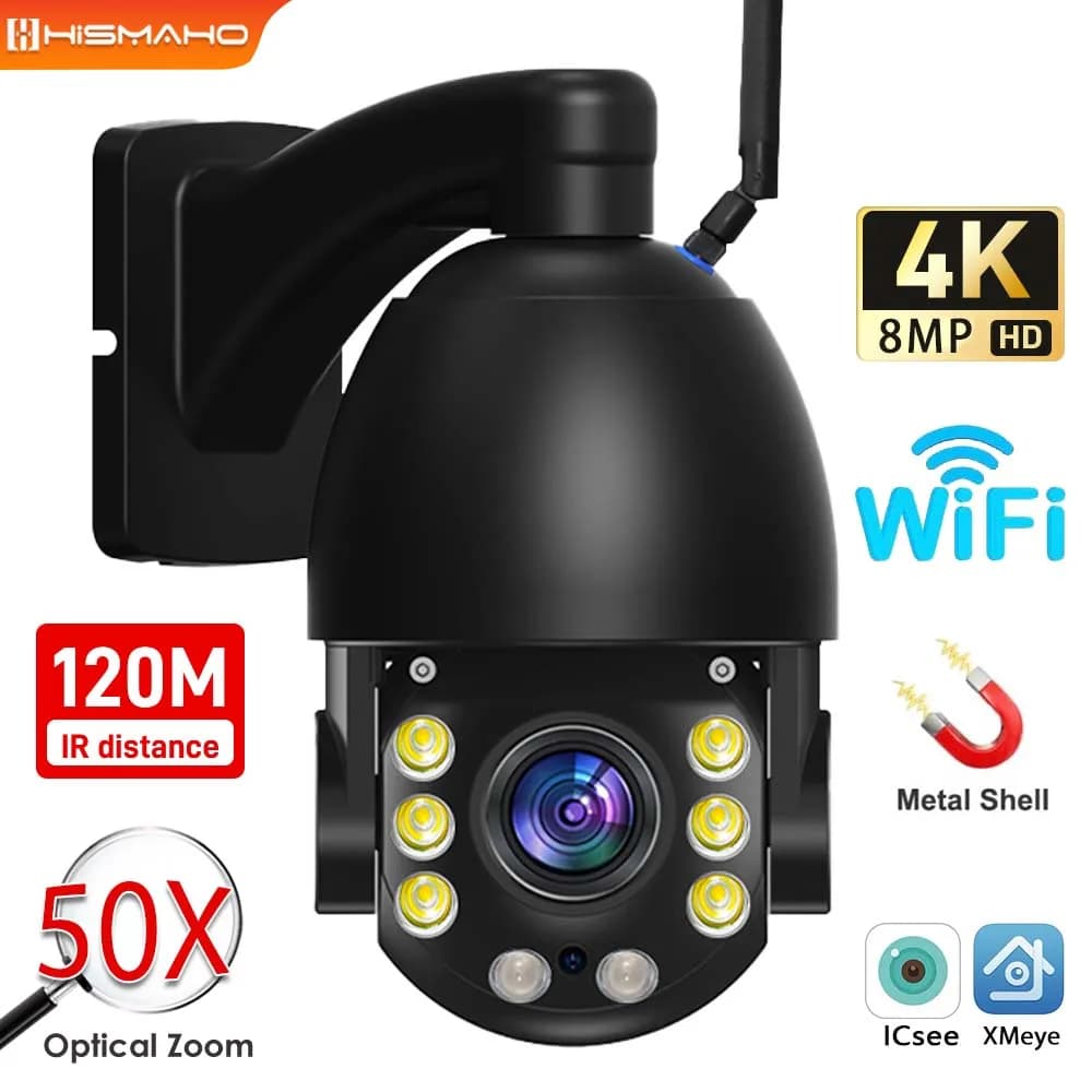 Telecamera IP 4K 8MP Zoom 50X WIFI Outdoor Metal Shell protezione di sicurezza CCTV videosorveglianza 120M IR distanza Auto Tracking