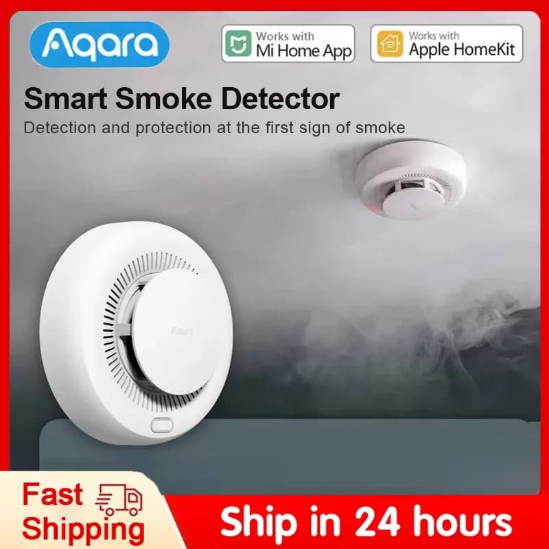 Sensore di Fumo Originale Aqara, Allarme Antincendio Zigbee 3.0 con Avviso Sonoro, Sicurezza Domestica Intelligente Compatibile con App Mi Home e Homekit