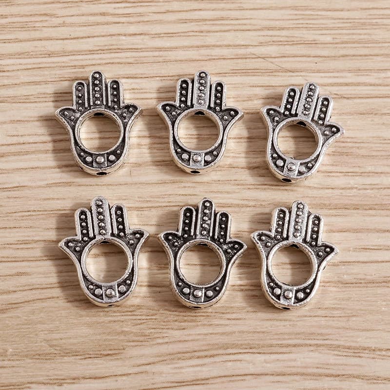 Tusember 20Pcs 12*15mm Vintage Alloy Hamsa Hand Charms Beads Pendants For DIY Necklaces Earring Handmade Jewelry Making Finding