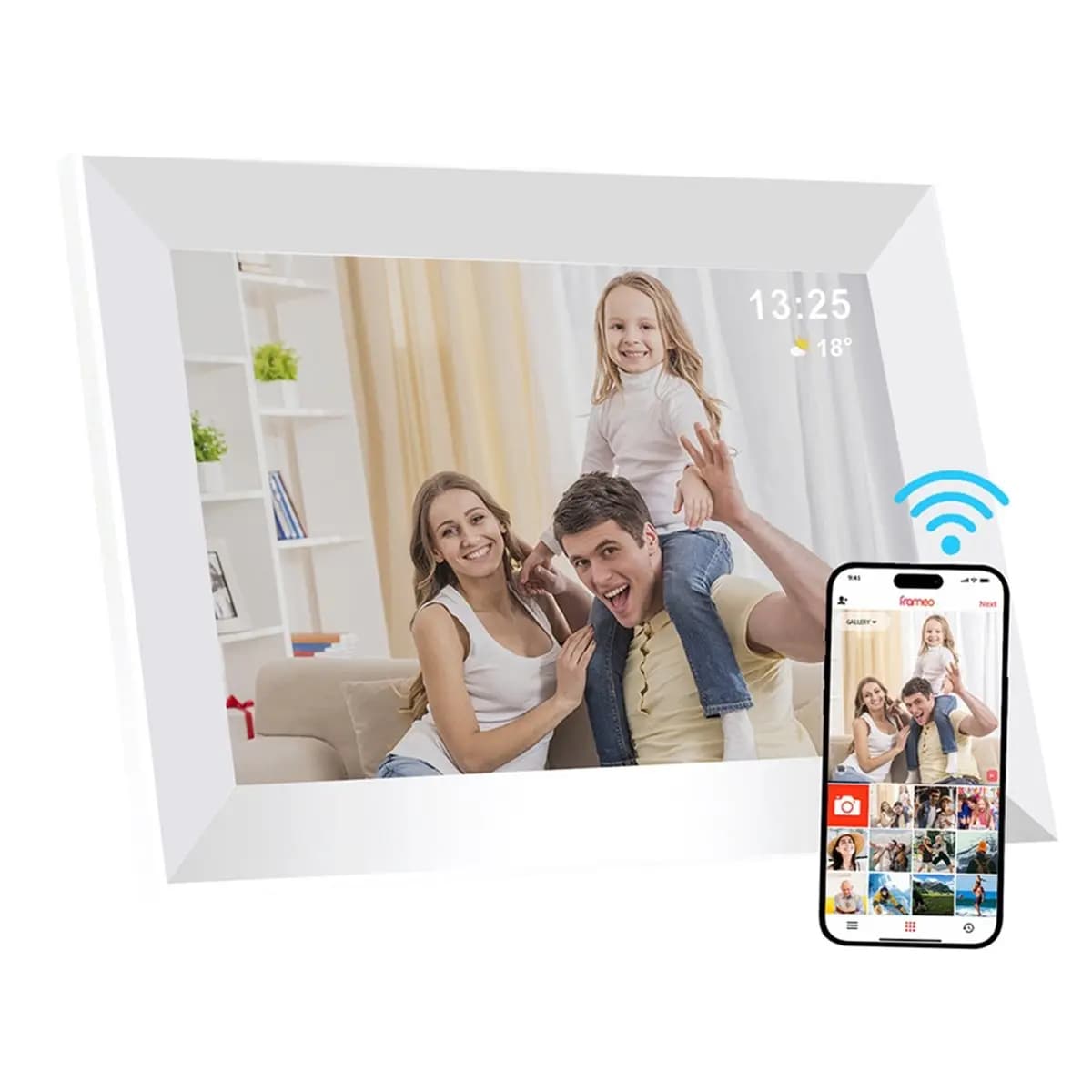 Cornice Digitale WiFi T19C 10.1 Pollici 32GB Smart Digital Snap Frame 1280x800 IPS HD Touch Screen Montabile a Parete Spina EU