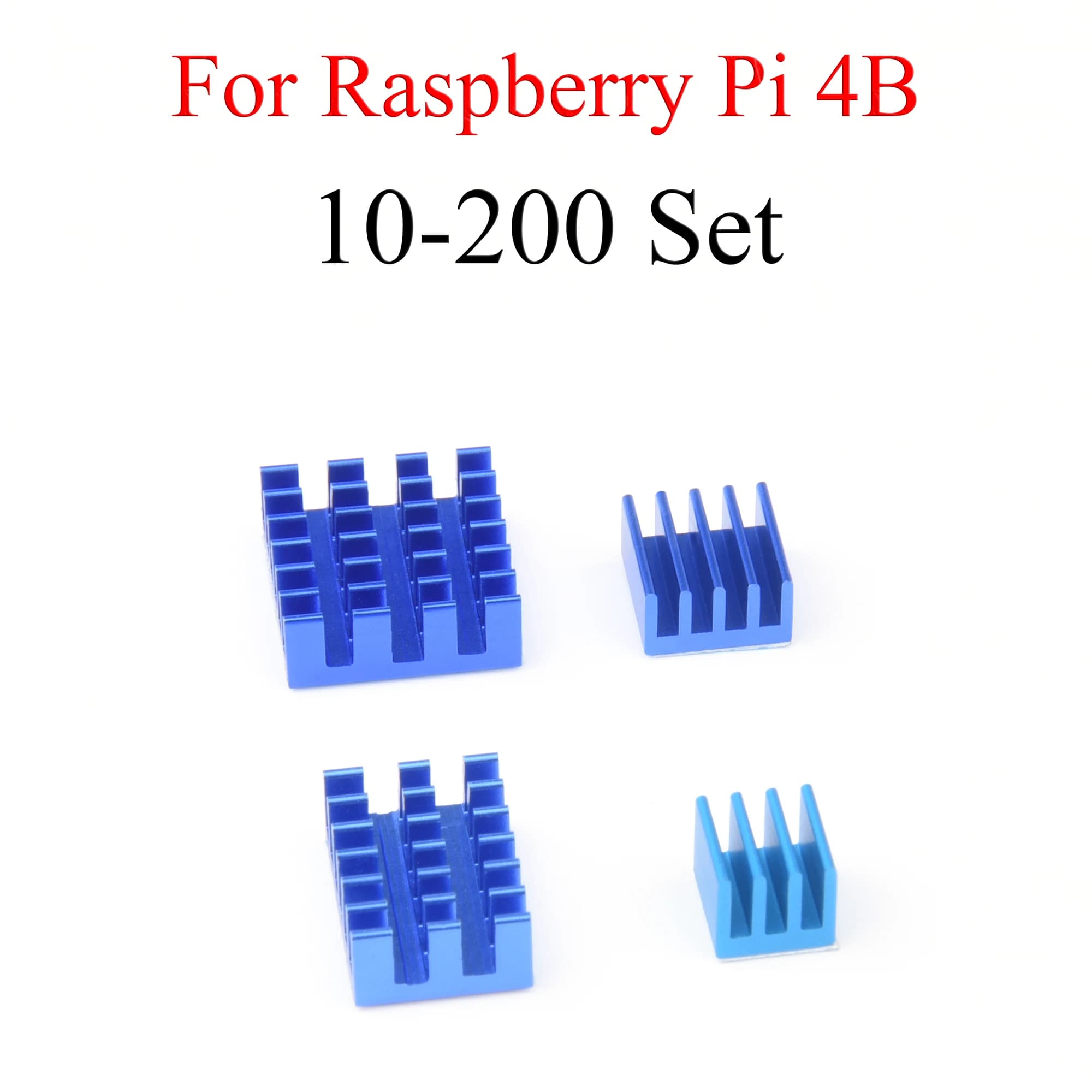 Kit di raffreddamento del dissipatore di calore in alluminio da 10-200 set – Radiatore di raffreddamento da 4 pezzi | Per Raspberry Pi 4 Modello B Blu