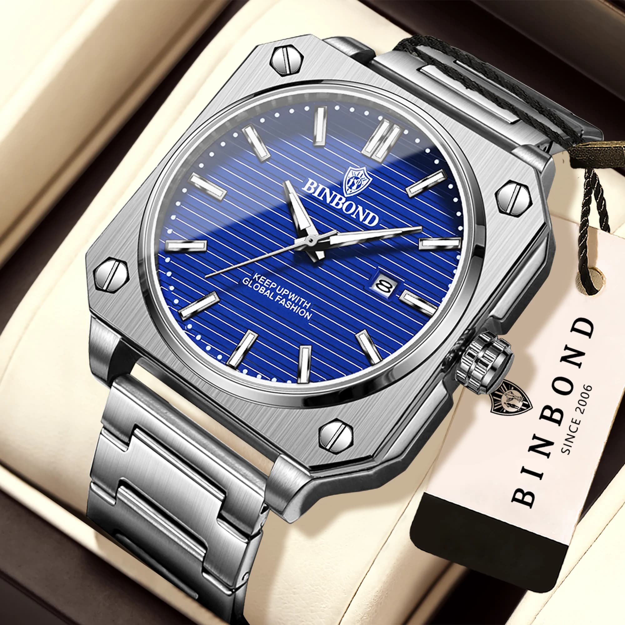 BINBOND Orginal Luxury Quartz Wristwatches For Men Luminous Waterproof Auto Date Men's Watch Casual Reloj Gift For Him