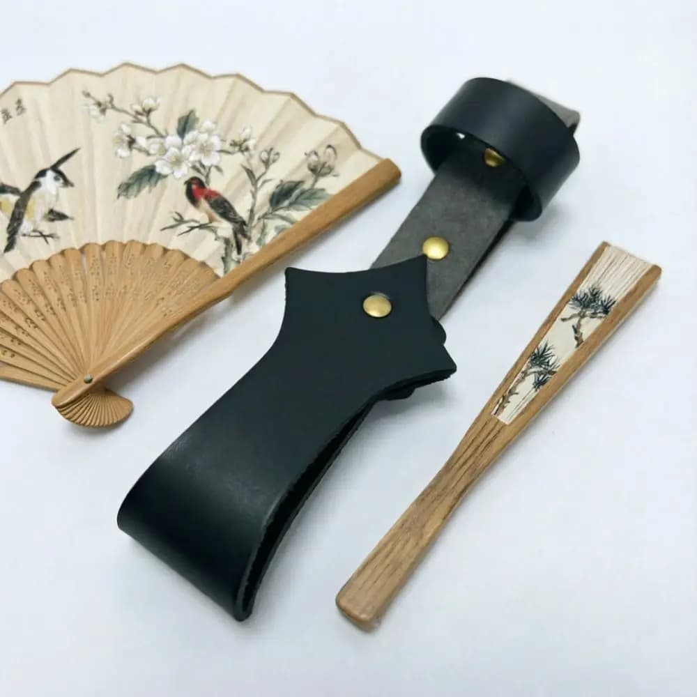 Outfit Match PU Leather Leather Fan Case Open Top Belt Loop Folding Fan Holder Renaissance Gothic Fan Belt Clip LARP Events
