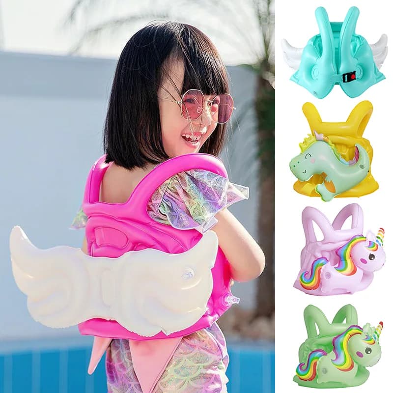 Gilet da bagno per bambini giubbotto di salvataggio 2-8Y con fibbia di sicurezza galleggianti per bambini galleggianti gonfiabili accessori per piscina da allenamento per il nuoto