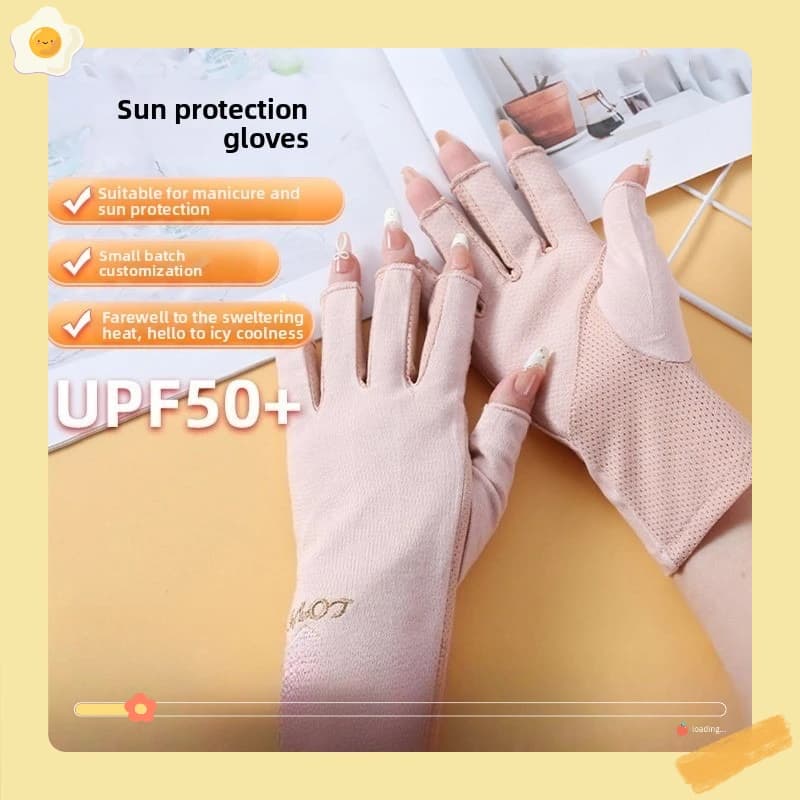 Women's gloves with finger for nail art, touchscreen gloves with UV protection, slim and breathable solar protection for bicycle driving