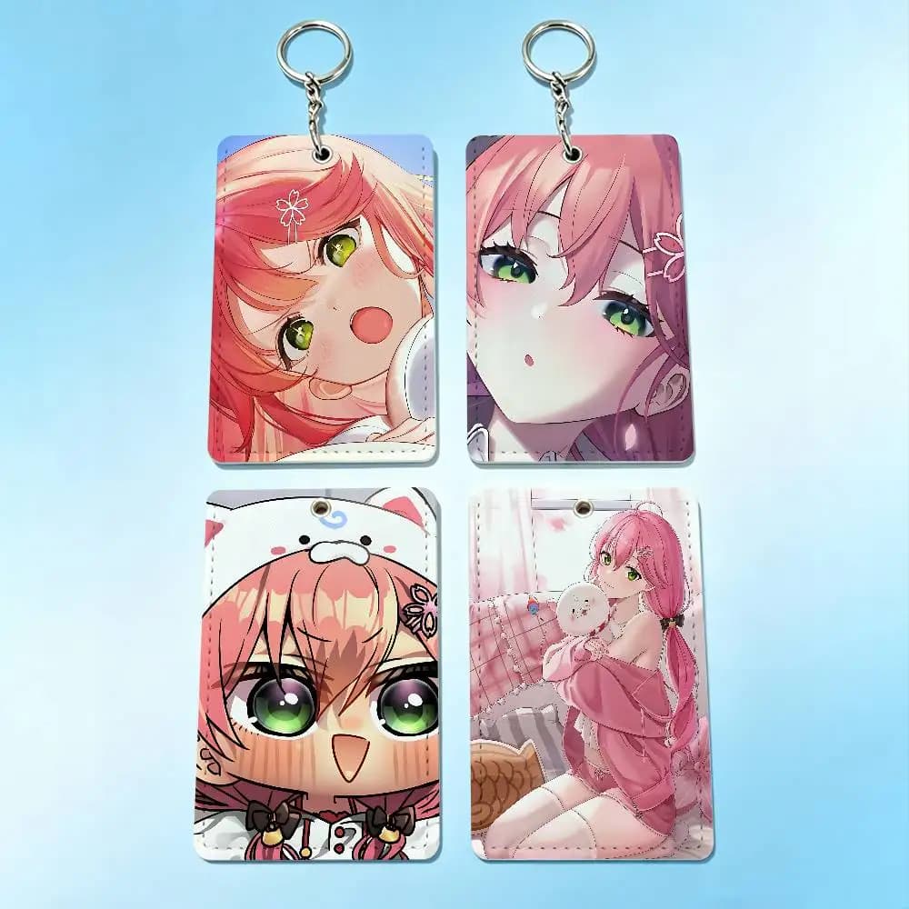 Portacarte Rosa S-Sakura M-Mikos Universale Antiruggine per Uomo e Donna, Portachiavi in Pelle con Anello Portachiavi