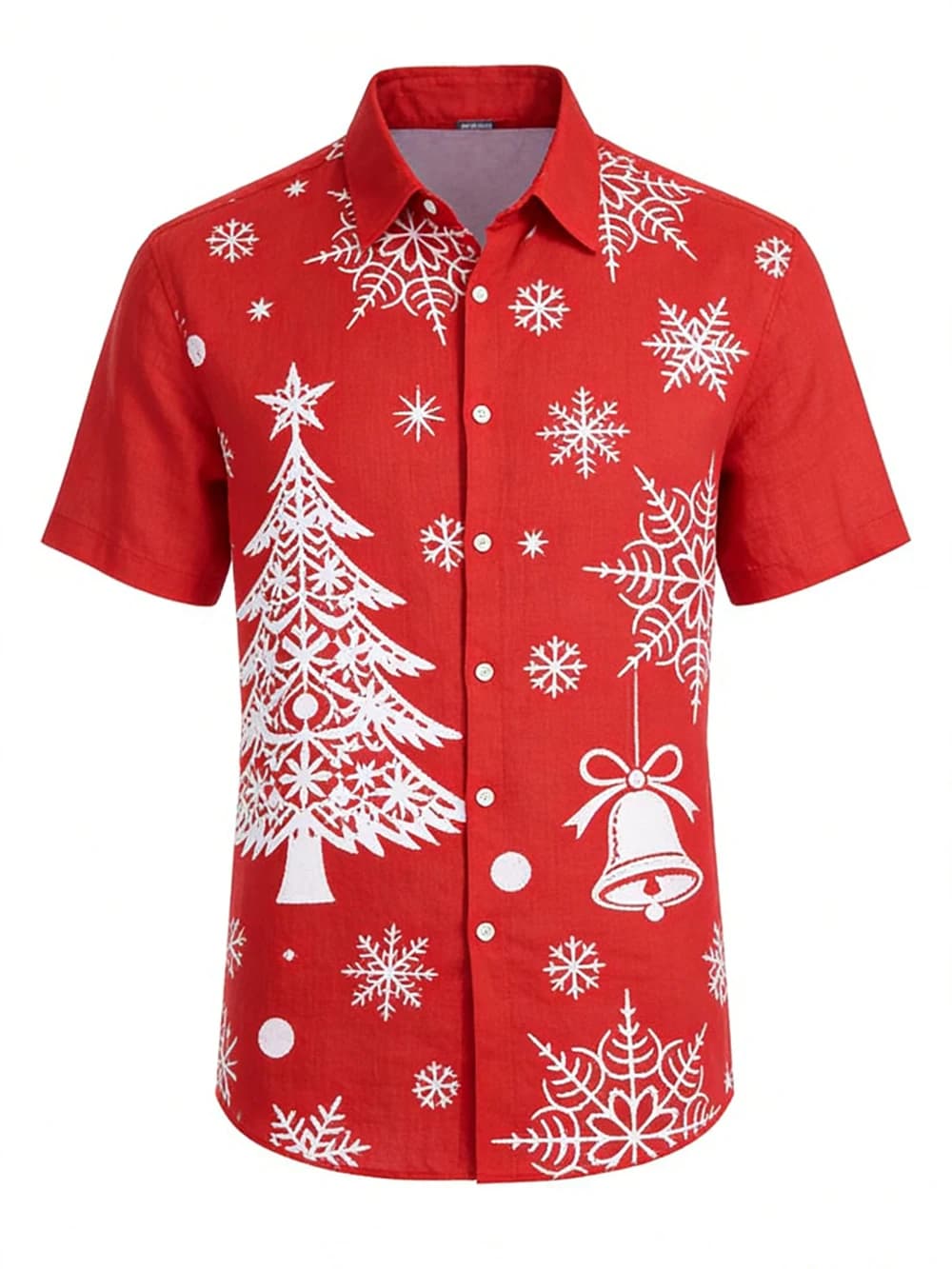 Nuovo lino da uomo Natale Fiocco di neve Abete Lanterne di albero Camicia bianca stampata in 3D T-shirt a maniche corte hawaiana casual per feste all'aperto