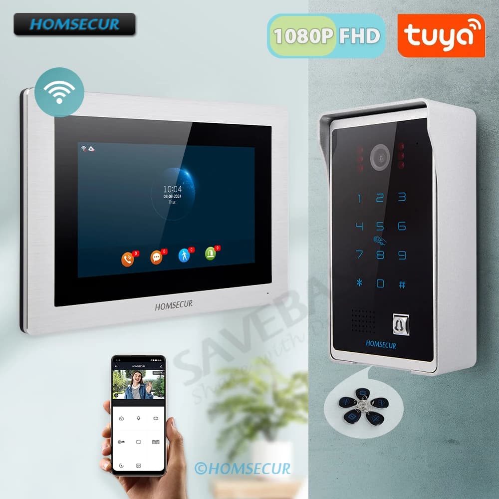 Tuyasmart APP HD Wired Home Security Videocitofono Citofono 7 "Monitor WIFI IP65 Campanello Telecamera Password Accesso RFID Istantanea