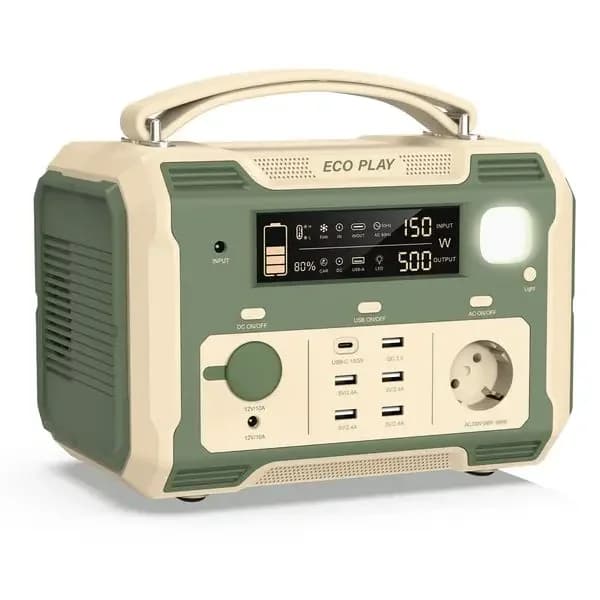 Stazione di Alimentazione Portatile 500W; Generatore Solare 484Wh, Batteria di Backup al Litio