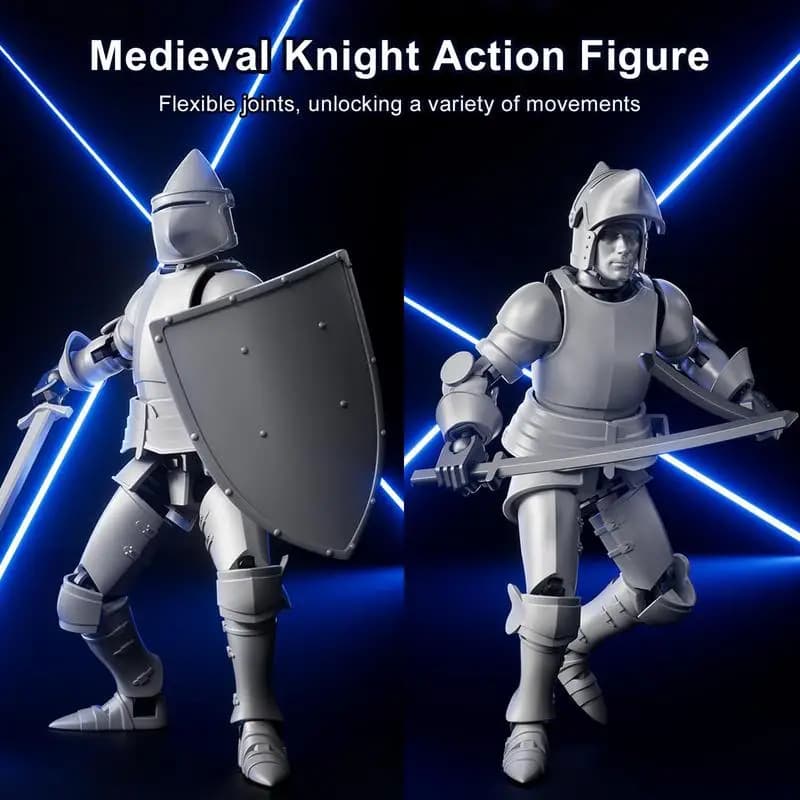 Manichino 13 Cavaliere Medievale Action Figure Set Action Figures Giocattolo mobile multi-snodato fai-da-te con armi e scudi Decorazione del desktop