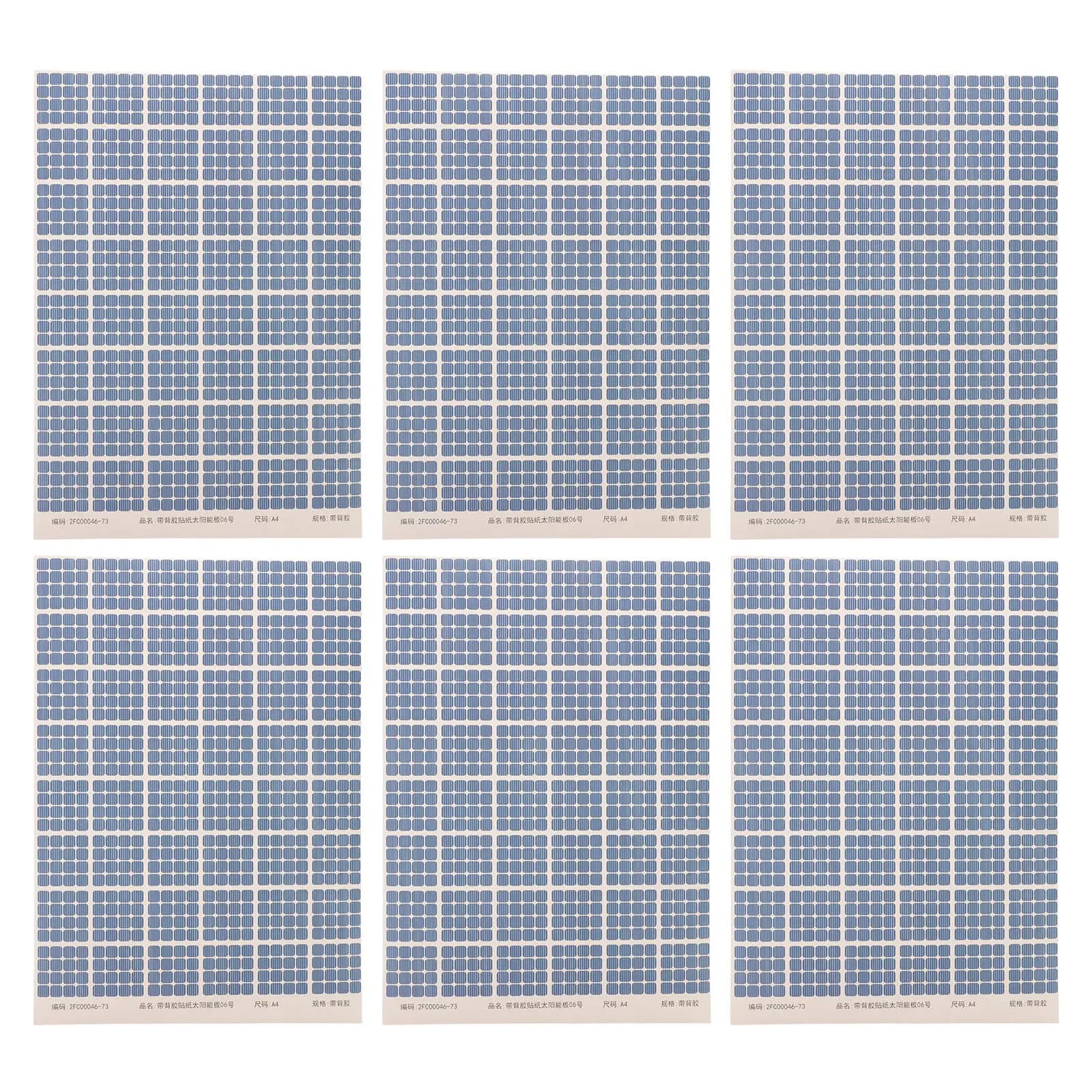 6 Sheets Solar Panel Stickers Realistic New Energy Self Adhesive Photovoltaic Decals Architecture House Sand Table