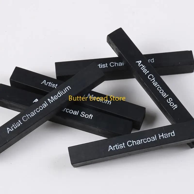 W89C Black Charcoal Sticks Sketch Pencils for Drawing Sketching Shading Tools 6 PCS